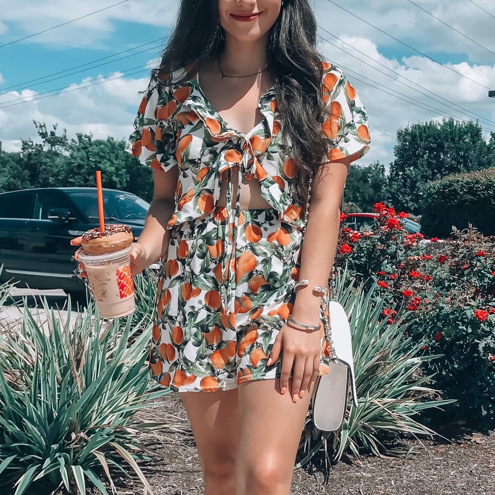 Peach Print Romper